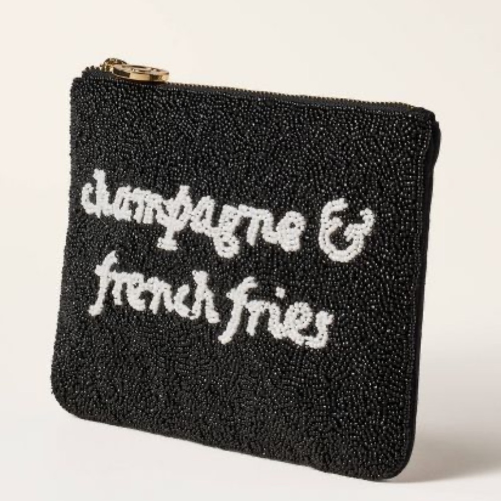 KATE SPADE x Target Beaded Black Clutch Champagne and French Fries NWT - Picture 2 of 7